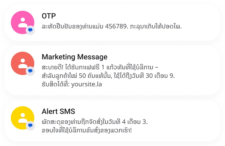 Laos SMS API examples: OTPs, mass SMS, and marketing via MoceanAPI